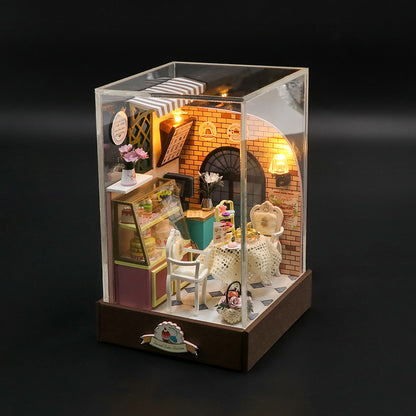Hongda cross-border 3D wooden DIY cabin assembly building block parent-child toy handmade model miniature scene ornament