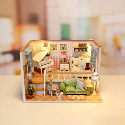 Hongda cross-border handmade micro landscape DIY hut miniature house scene wooden assembly building model house toy