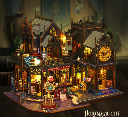 Magic City DIY Miniature House Kit (3D Wooden Cyberpunk, Craft Puzzle Gift)