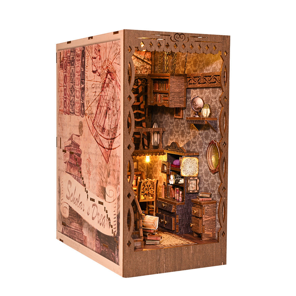 Handmade DIY hut scholar dreamland creative three-dimensional assembly book stand-up model ornament mini scene birthday gift