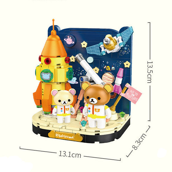 Rilakkuma DIY Building Block | Kawaii Desktop Ornament | Mini Street Scene Brick Toy | Cute Bear Collectible Gift