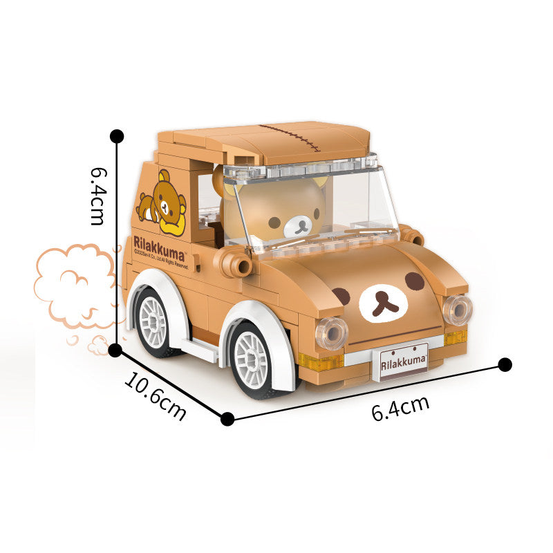 inbrixx building blocks Easy bear co-branded car doll Easy bear house building block model with figure-level doll street view building blocks
