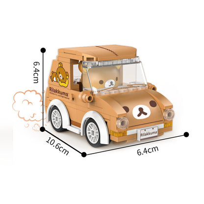 inbrixx building blocks Easy bear co-branded car doll Easy bear house building block model with figure-level doll street view building blocks