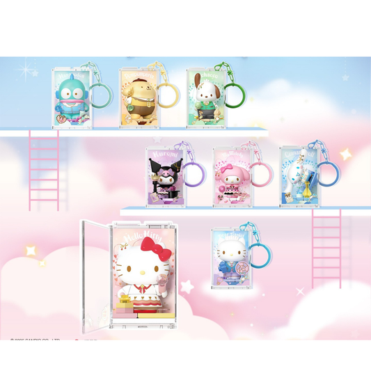 Sanrio DIY Blind Box Building Blocks Key Chain -  Hello Kitty, Kuromi, Hangyodon, Pochacco, Pompompurin, Cinnamoroll | Kawaii Room Decor