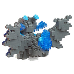 Assembled nano building blocks lizard with grey armor and blue crystal head