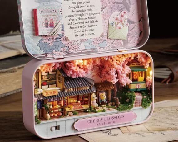 DIY Miniatures Craft Kit: Cherry Blossom - Tiny Spring Diorama  (Gift for Craft Lovers)