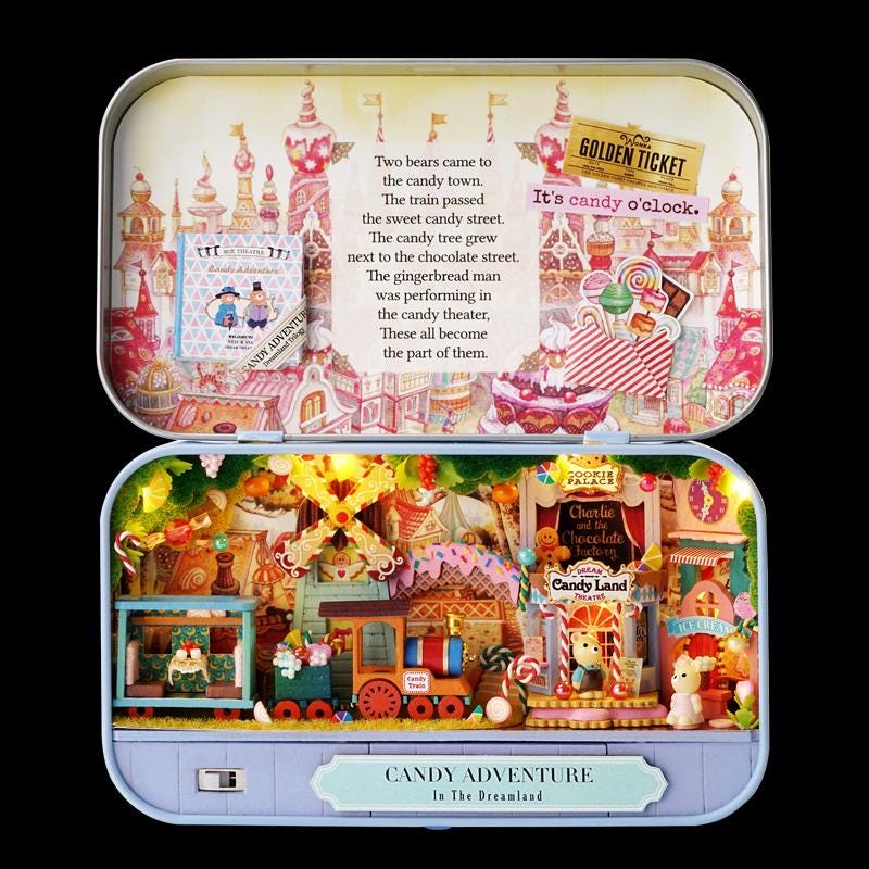 DIY Miniatures Craft Kit: Candy Adventure - Miniature Sweet Shop Scene (Gift for Craft Lovers)
