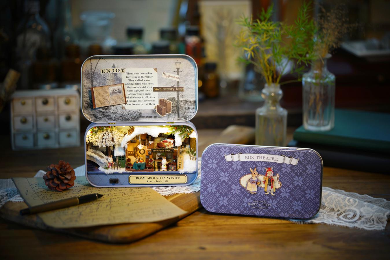 DIY Miniatures Craft Kit: Roam Around in Winter - Snowy Box Theater Diorama (Craft Gift)