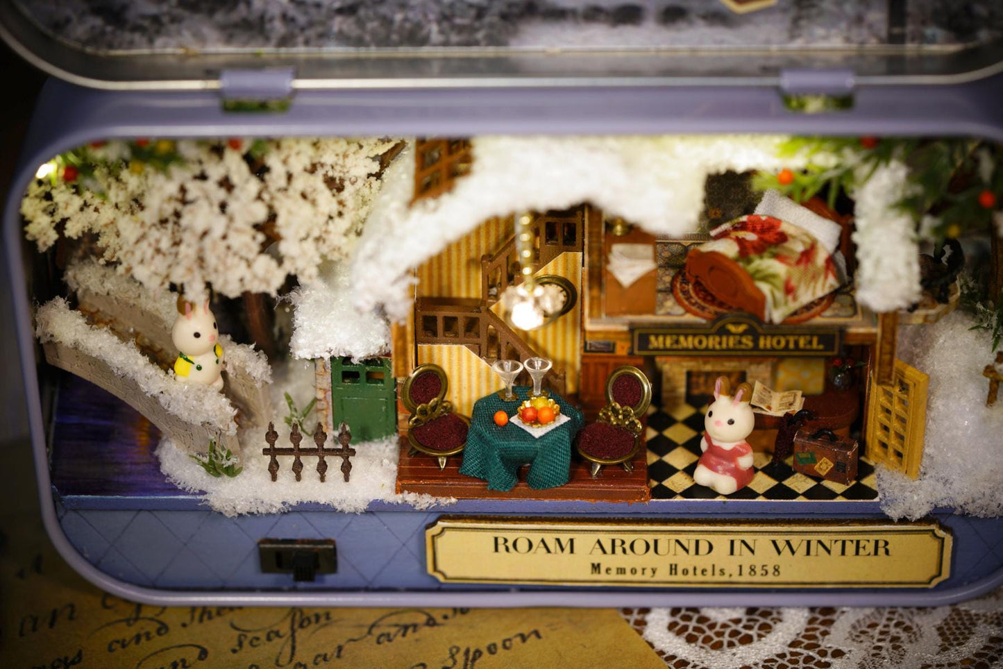 DIY Miniatures Craft Kit: Roam Around in Winter - Snowy Box Theater Diorama (Craft Gift)
