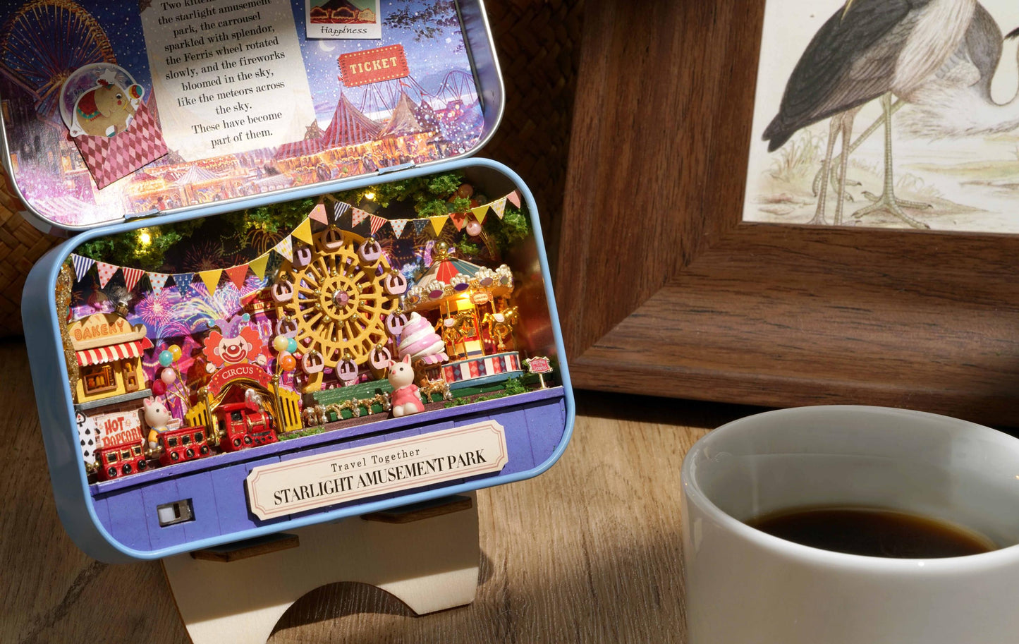 DIY Miniatures Craft Kit: Starlight Amusement Park - Tiny Carnival Diorama with Tools (Craft Gift)