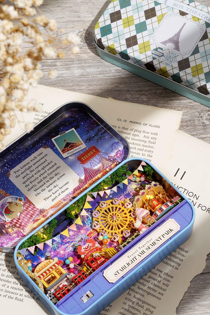 DIY Miniatures Craft Kit: Starlight Amusement Park - Tiny Carnival Diorama with Tools (Craft Gift)