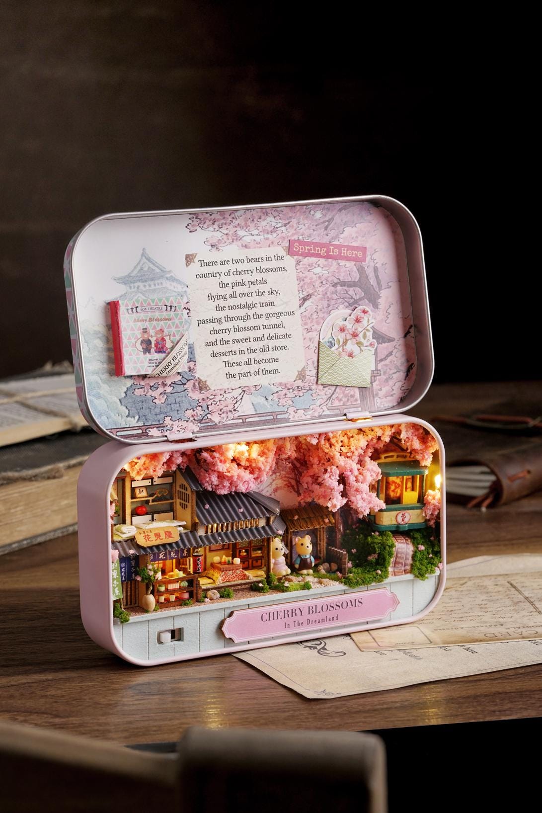 DIY Miniatures Craft Kit: Cherry Blossom - Tiny Spring Diorama  (Gift for Craft Lovers)