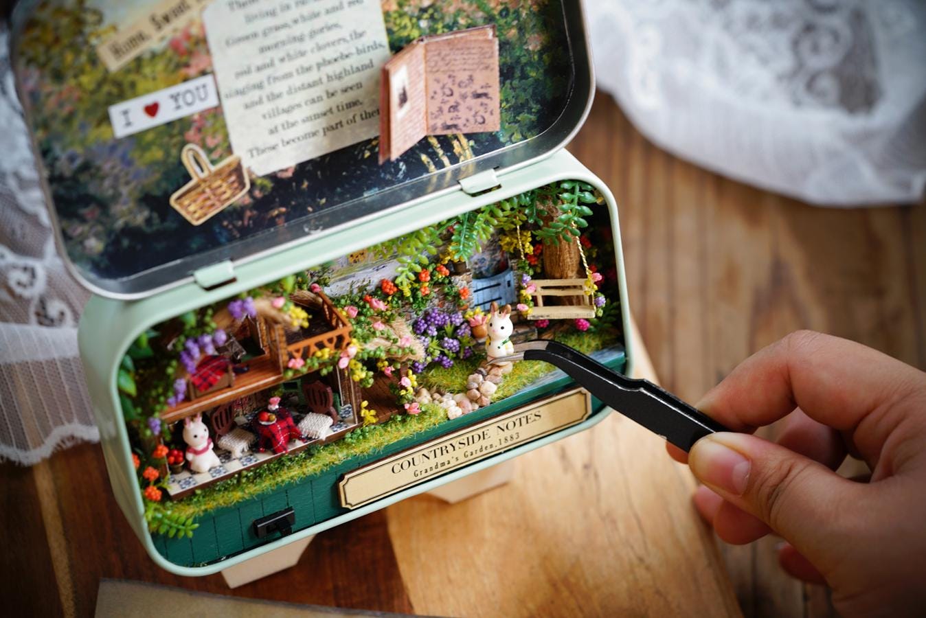 DIY Miniatures Craft Kit: Countryside Notes - Rustic Box Theater Diorama | Tiny Farmhouse (Craft Gift)
