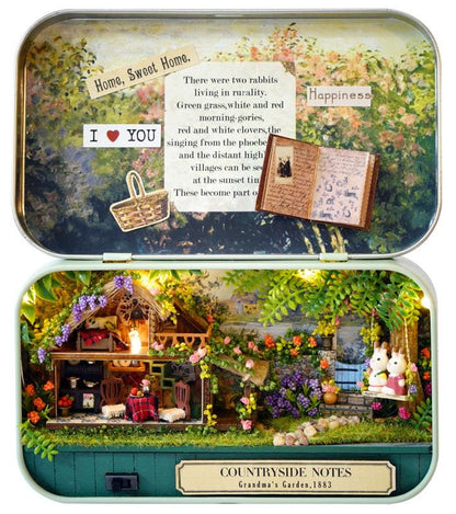 DIY Miniatures Craft Kit: Countryside Notes - Rustic Box Theater Diorama | Tiny Farmhouse (Craft Gift)