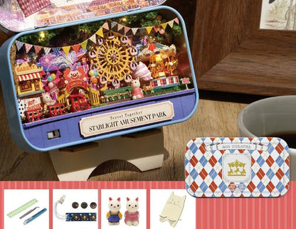 DIY Miniatures Craft Kit: Starlight Amusement Park - Tiny Carnival Diorama with Tools (Craft Gift)