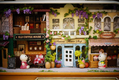 DIY Miniatures Craft Kit: In a Happy Corner - Cozy Street Corner Box Theater Diorama (Craft Gift)