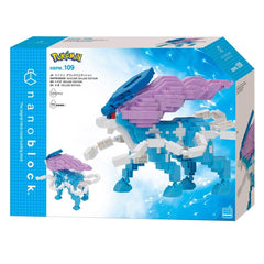 a Pokemon-themed building block set called "Pokemon" from the NPB series. The set includes a large blue and white Pokemon character and a smaller blue and white Pokemon character. The packaging is predominantly blue and white, with the Pokemon characters prominently displayed.