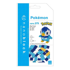 The image is a packaging for a Pokemon-themed microblock set, featuring a Pokemon character and a pile of Lego bricks.