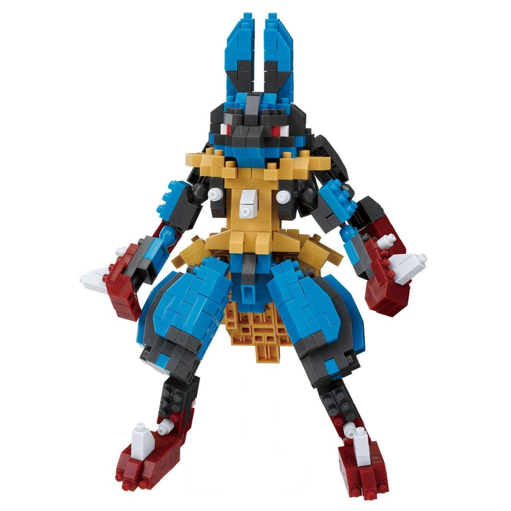 A colorful and intricate LEGO figure of a robot or monster, composed of various LEGO bricks in different colors and shapes.