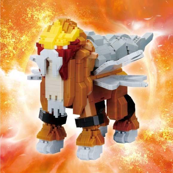 A colorful and detailed LEGO figure of a dragon-like creature, with intricate details and a vibrant background.