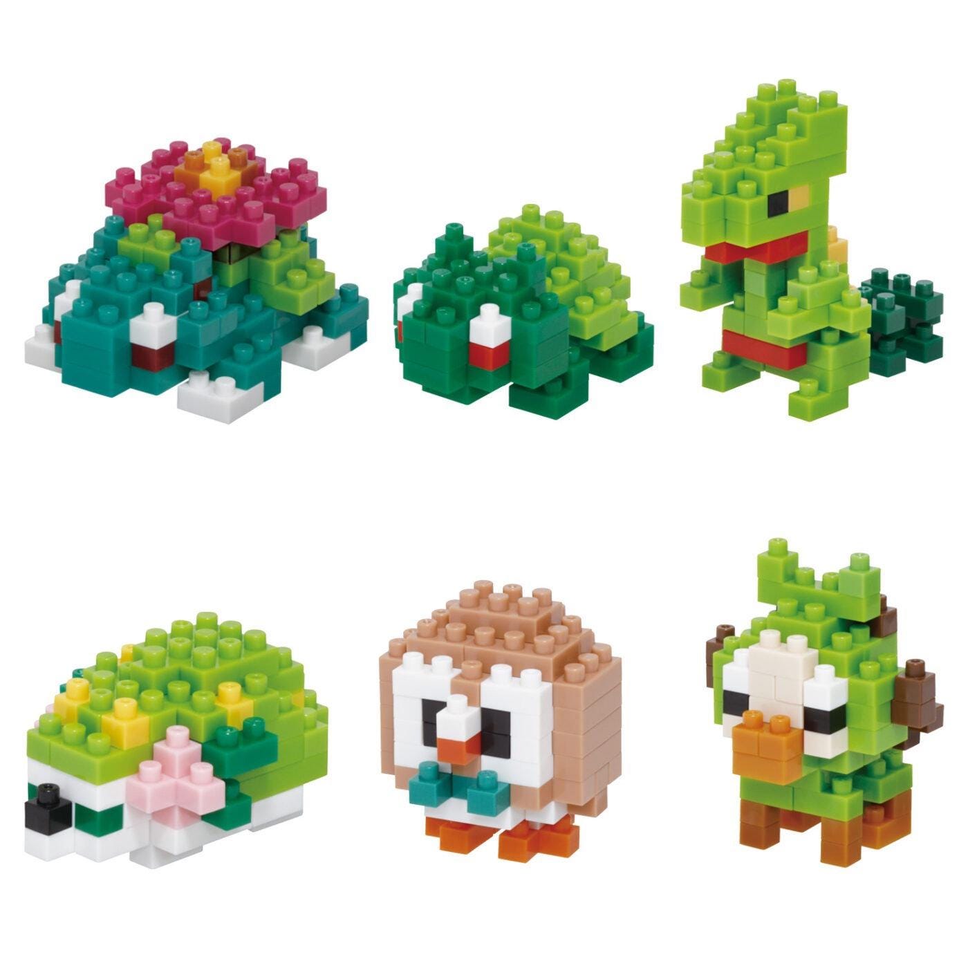 six different pixel art characters, including a flower, a turtle, a dinosaur, a bird, a fish, and a frog.