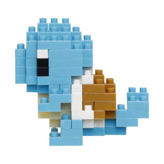 A blue and white pixelated character made up of numerous small blue and white blocks.