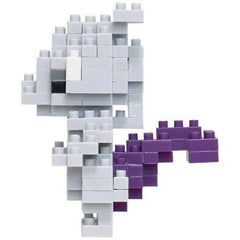 A pixelated figure composed of numerous small white and purple blocks, creating a visually striking and abstract representation.