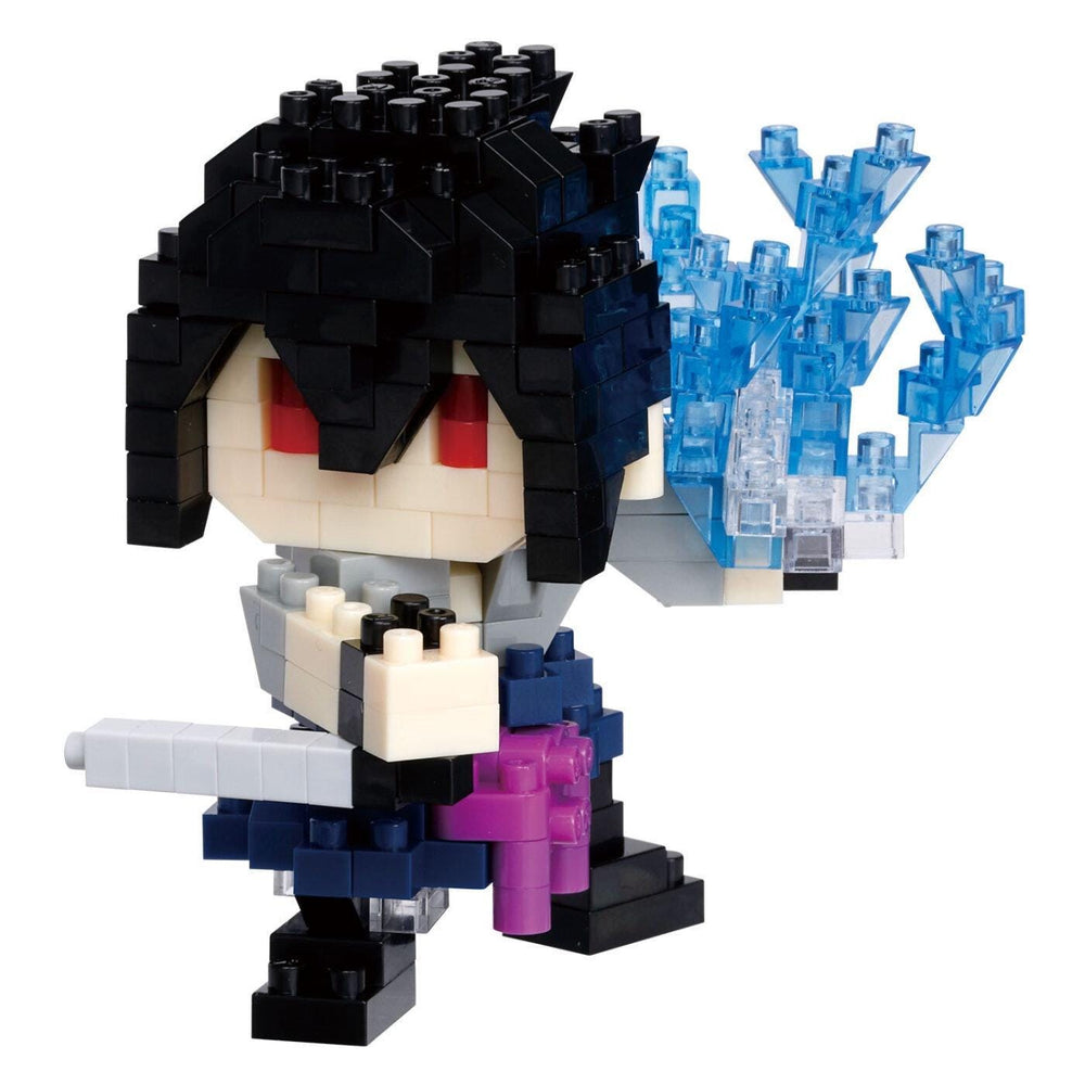 A pixelated figure of a character with a sword, holding a blue crystal-like object.