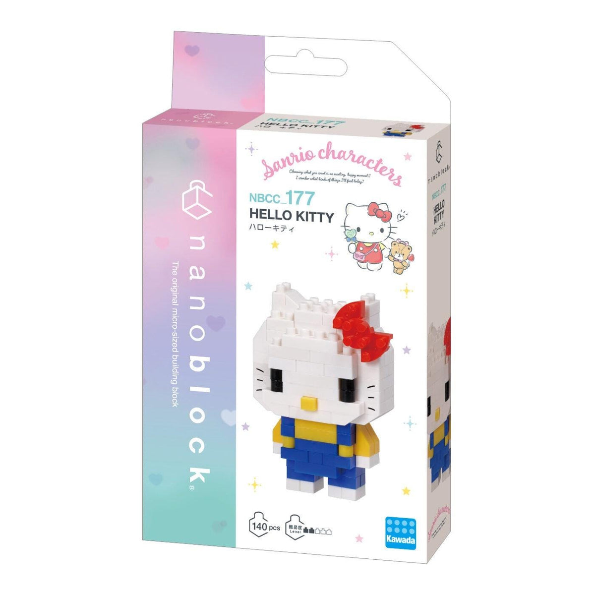 a Hello Kitty-themed packaging for a Nanoblock building block set.