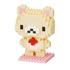 A pixelated, 3D-style bear figure made of small, colorful blocks.