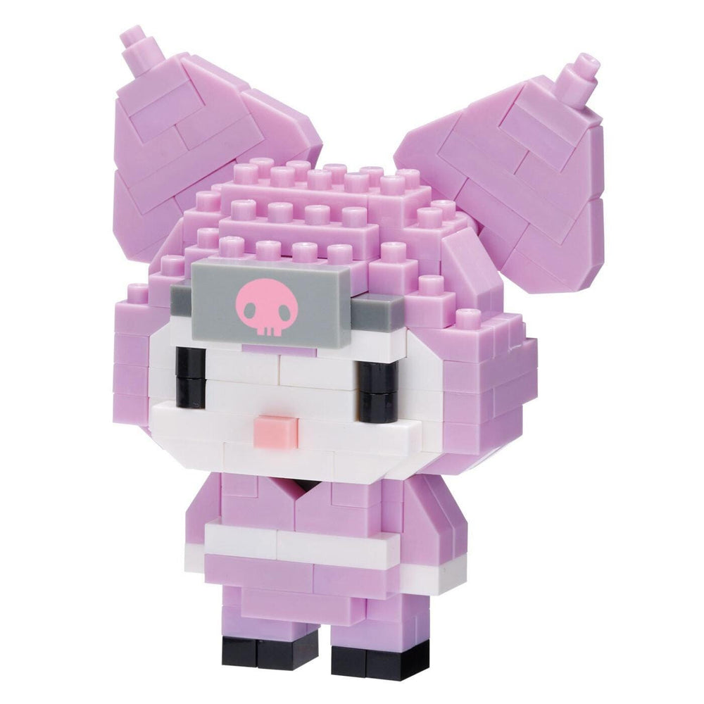 A pink pixelated character resembling a cartoon or anime-style character, composed of small pink and white blocks.