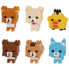six different pixelated animal figures, including a bear, a dog, a cat, a duck, a chicken, and a blue fox.