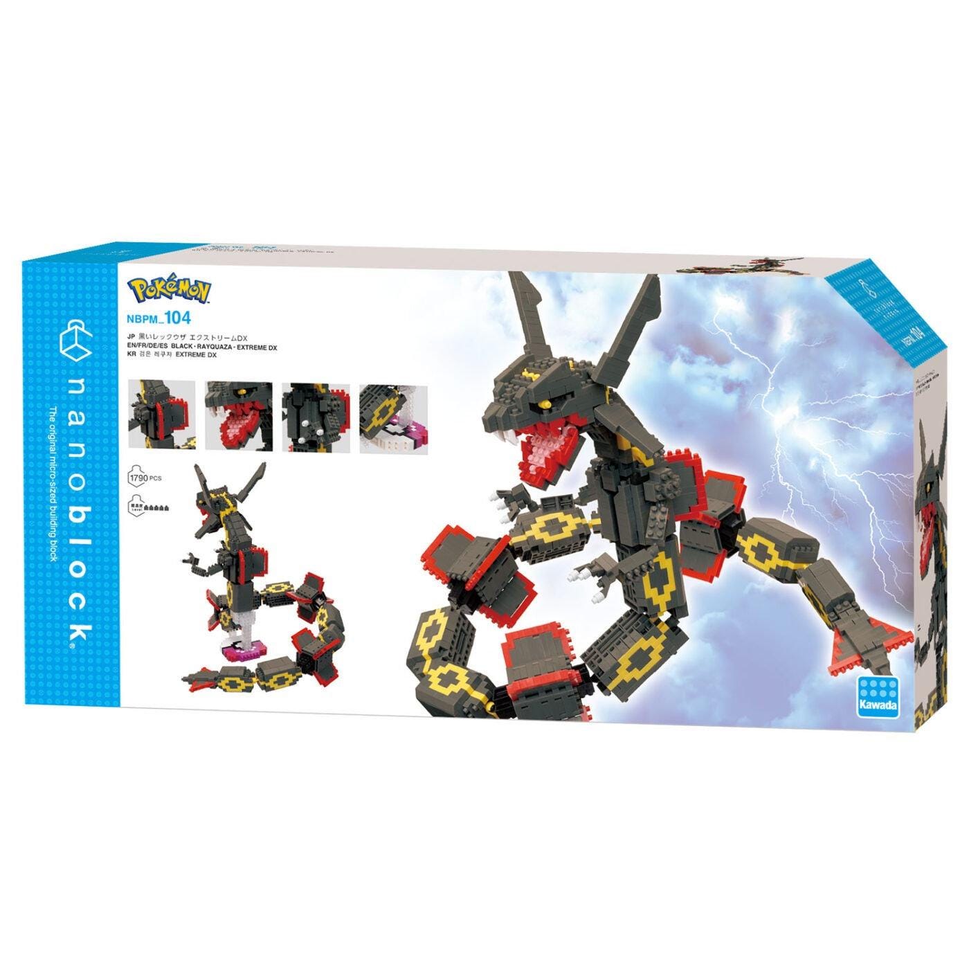 The image is a box containing a Lego set called "Pokemon" featuring a large Lego dragon-like creature with red and yellow accents.