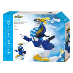 The image is a packaging box for a Pokémon-themed building block set called " Pokémon NBBM 103". The box features a large image of a Pokémon character and includes smaller images of the Pokémon pieces.