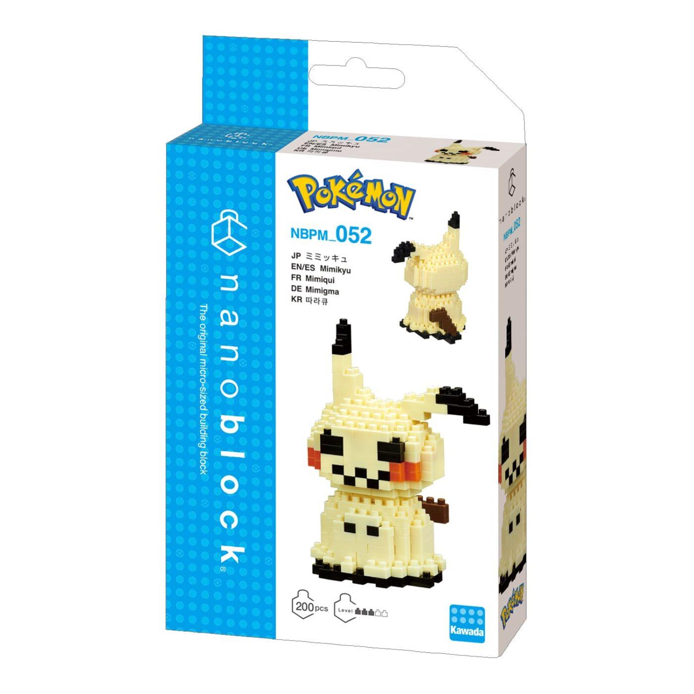 a Pokemon-themed packaging for a product called the "NPM-052" from the "Nano Block" series. The packaging is designed to resemble a pixelated character from the popular video game franchise.