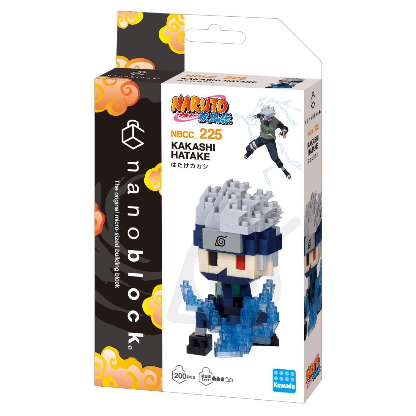 a box containing a set of NBBcc 25 pieces, which are a type of building block toy. The box is designed to resemble a character from the popular animated series " Naruto". The character is shown in a dynamic pose, surrounded by various elements that are typical of the series. The packaging is visually appealing and includes the text "NABCC 25 KAKASHI HATAKE" and "The original micro-sized building block pack" to indicate the product's purpose and design.
