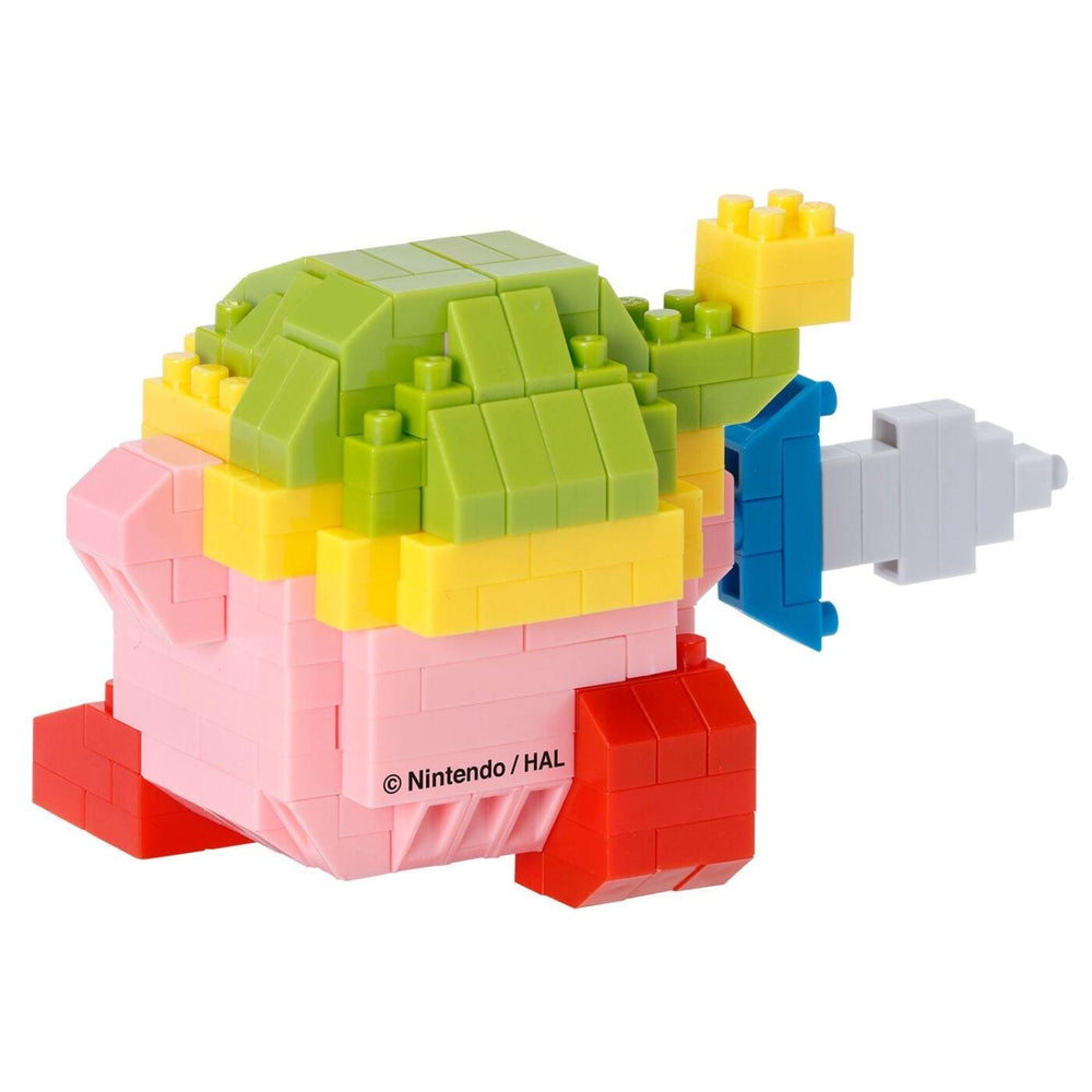 A pink and green toy resembling a character from the video game series, specifically the Nintendo character known as Link.