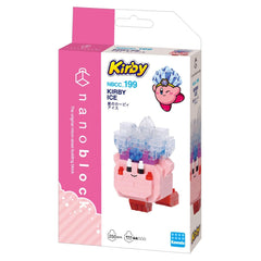 a pink and white box containing a pink and white toy, which appears to be a building block set. The box is designed to resemble a pink and white character, possibly a character from a popular video game franchise. The box is labeled with the name of the product, which is "Kirby Ice", and includes a picture of the product. The box also includes some text that provides information about the product, such as the size and the number of pieces.