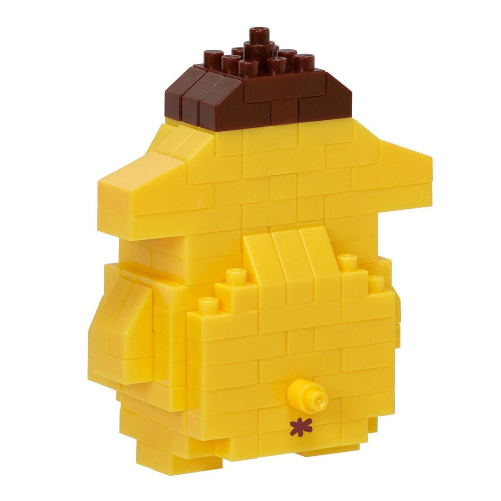 A yellow and brown block toy resembling a small animal or character, with a brown top and yellow body.