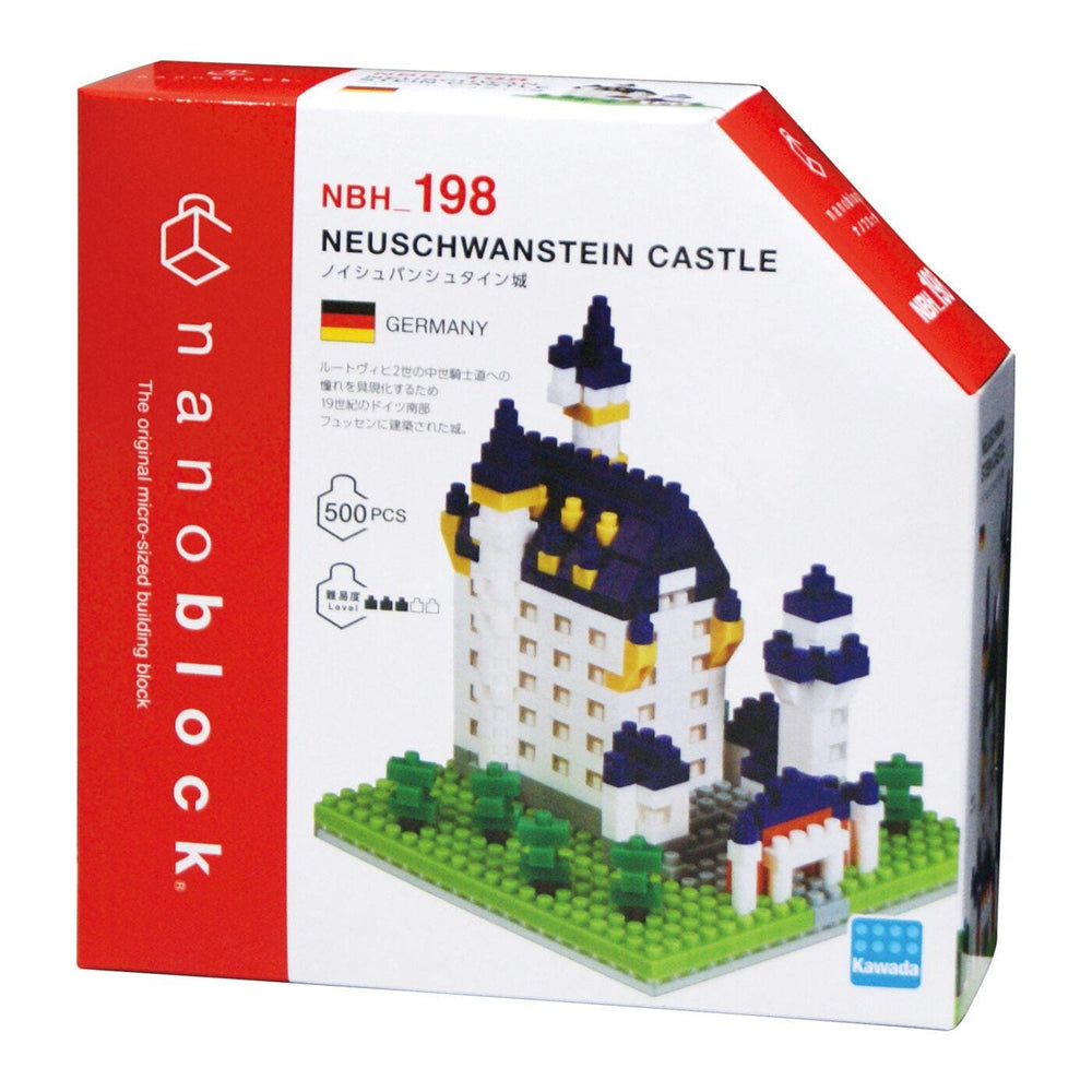 The image is a box containing a Nano Block Germany castle building set.