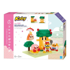 The image is a boxed set of building blocks featuring characters from the video game Kirby. The boxes contain various pieces that can be assembled to create different structures and scenes.