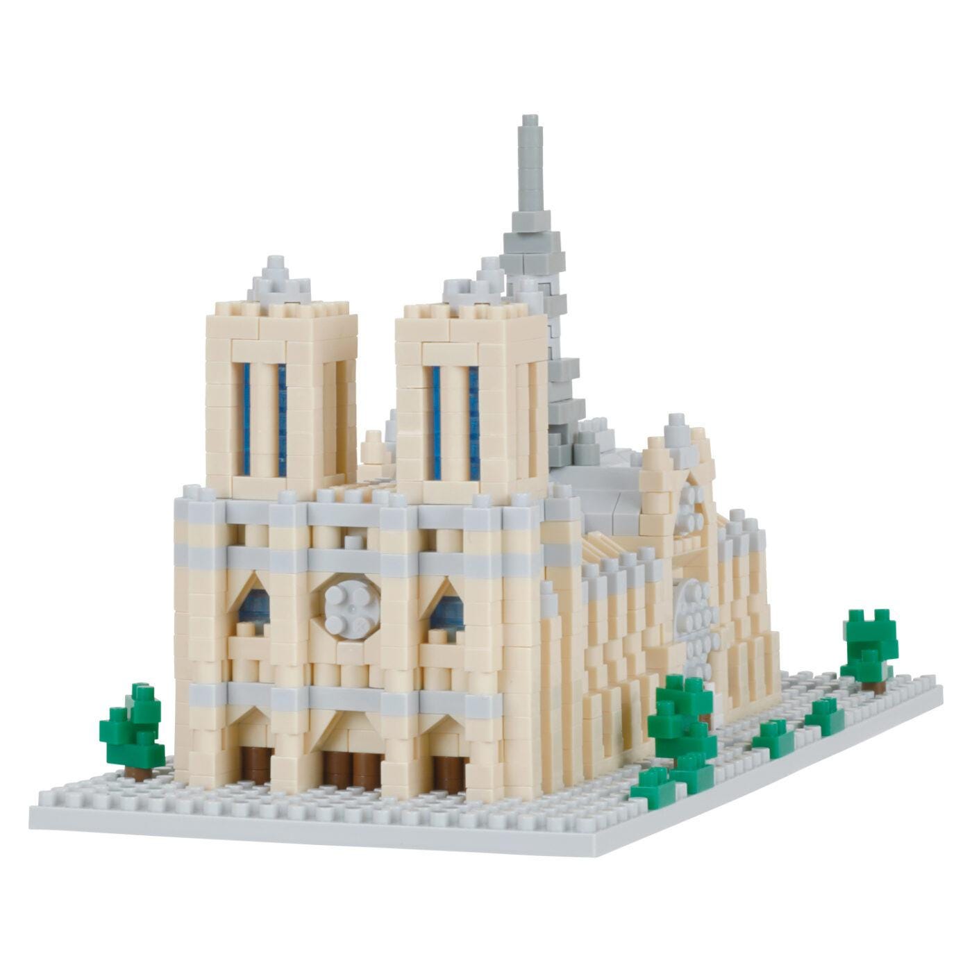 A 3D model of the Notre Dame Cathedral, a famous landmark in Paris, France.