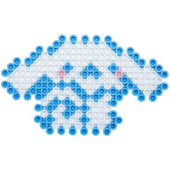 A pixelated image depicting a cute, cartoon-like character composed of blue and white circles.