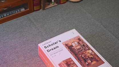 Antique Library - Scholar's Dream Book Nook Kit (Bookshelf, Wooden Miniature Craft Birthday Gift)
