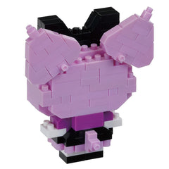 Kuromi dress-up nano building blocks figure, side view, lavender and black