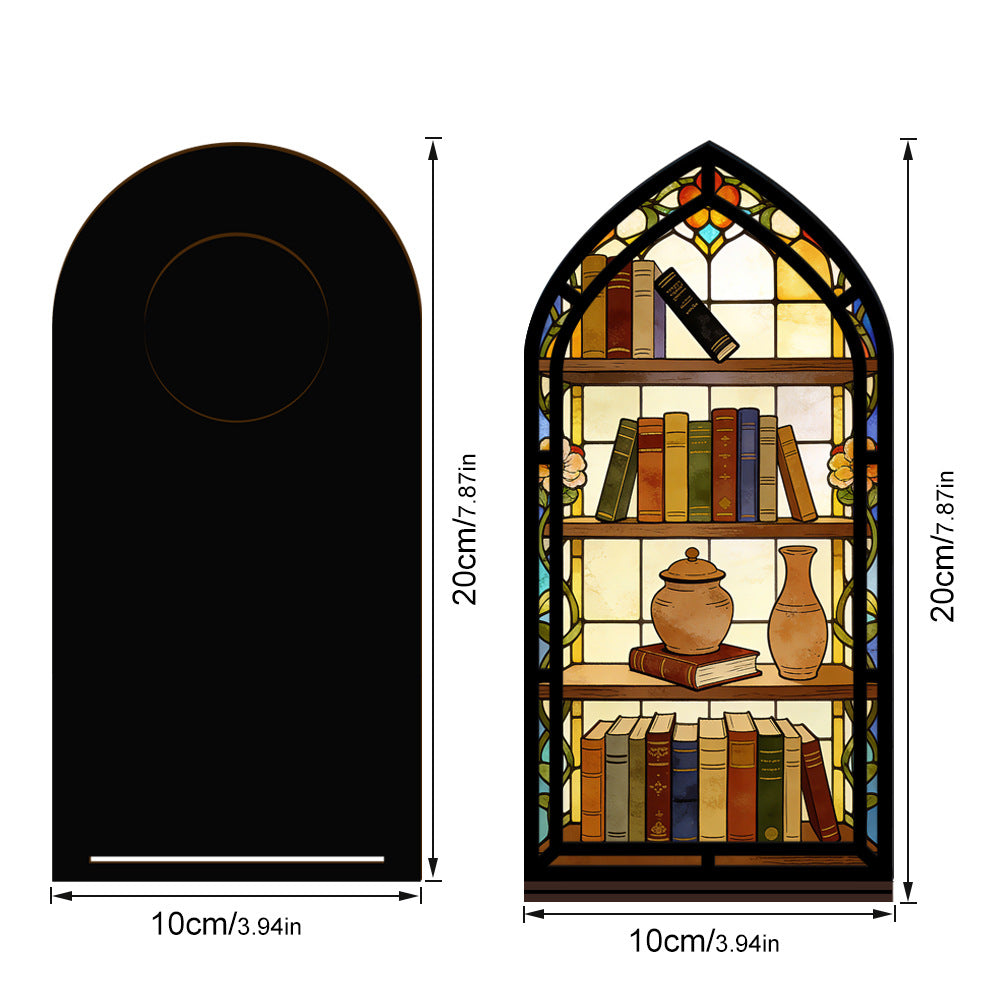 Arched book nook stand diagram: 20cm/7.87in height and 10cm/3.94in width.