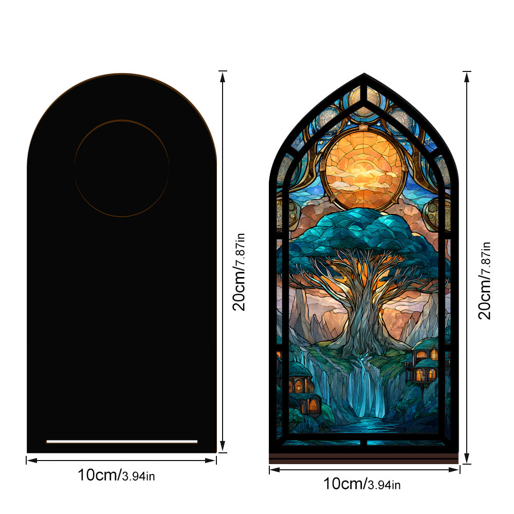 Tree-of-life book nook display size diagram: arched panel, 20cm height x 10cm width